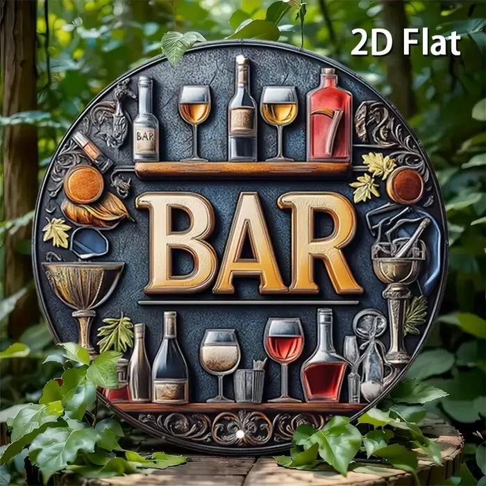 Peinture sur planche de bois haute définition, enseigne de bar vintage, art mural rond, plaque décor