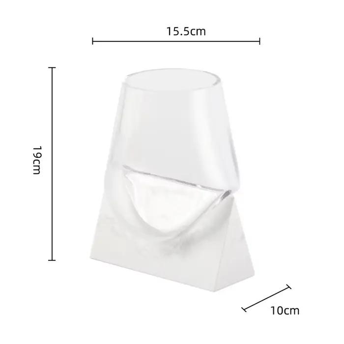 Vase en verre avec base en marbre, vase à fleurs abstrait irrégulier et fluide, hydroponie, terrariu