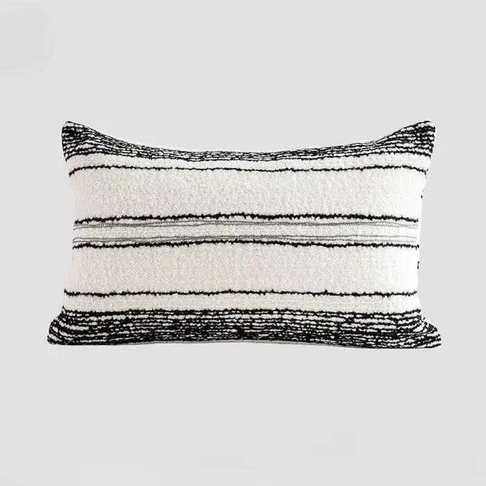 Housse de coussin en tissu mélangé de luxe haut de gamme, gris avancé, jacquard rétro tissé, douce e