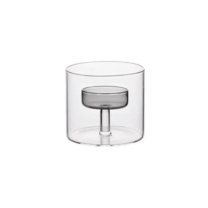 Bougeoir en verre de style européen INS, transparent, résistant à la chaleur, base solide, centre de