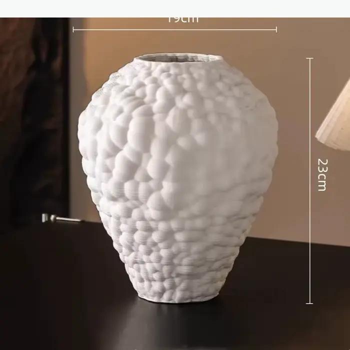 Vase en céramique blanche, bulles tridimensionnelles, pot de fleurs irrégulier, vase à fleurs, arran