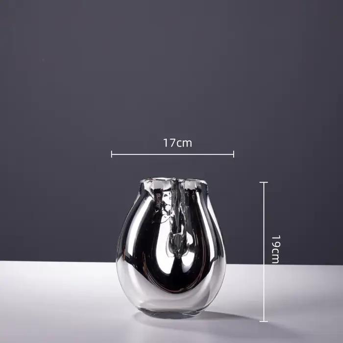Vase en verre argenté, vase à fleurs géométrique en arc, accessoires pour arrangements floraux, hydr