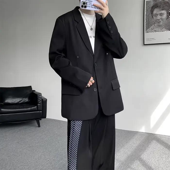 Ensemble de costume décontracté pour hommes, terno masculino de luxo, coupe ample, 2 pièces, épaulet