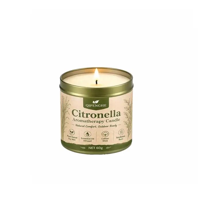Bougie parfumée à la citronnelle 60g, cire de soja naturelle, aromathérapie, anti-moustiques, bougie