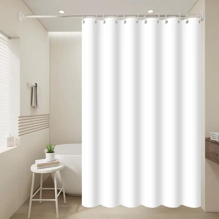Rideaux de douche minimalistes blancs purs, accessoires de salle de bain imperméables de couleur uni