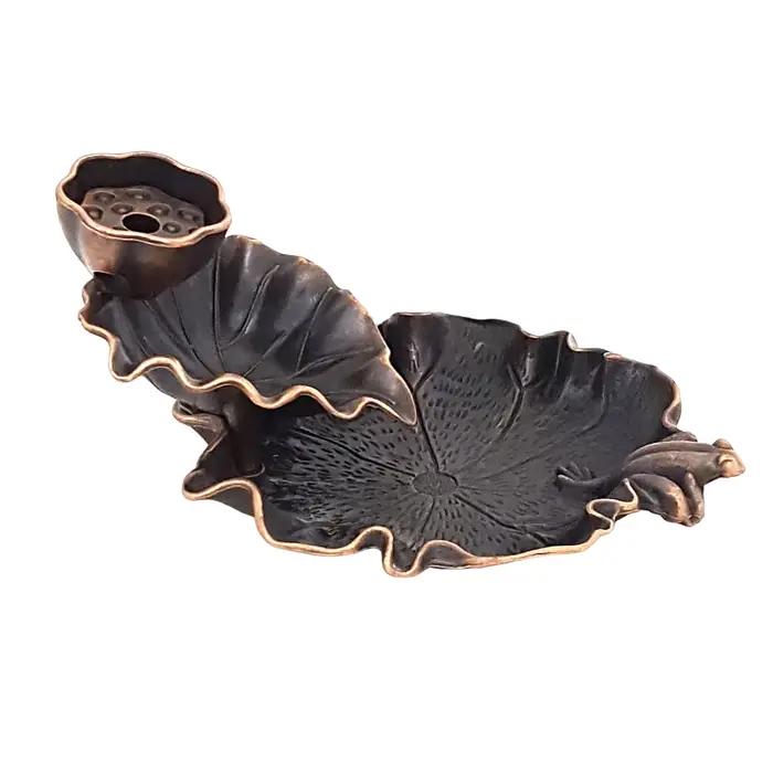Mini brûleur d'encens à courant de compteur de feuilles de lotus, brûleur d'encens en alliage décora