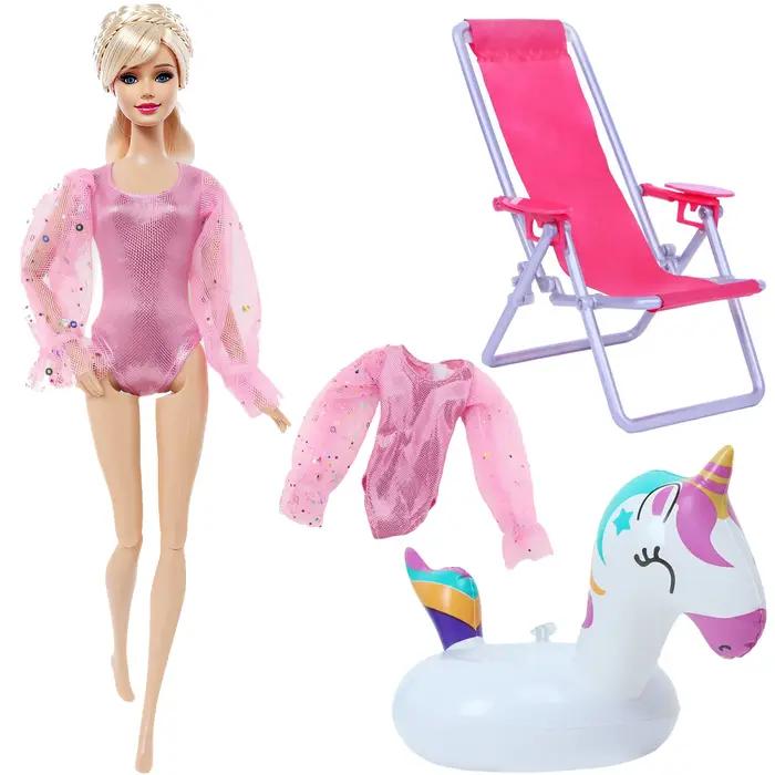 Ensemble de 3 accessoires pour poupée de 11,5 pouces (30 cm) 1/6 : Maillot de bain bikini + chaise d