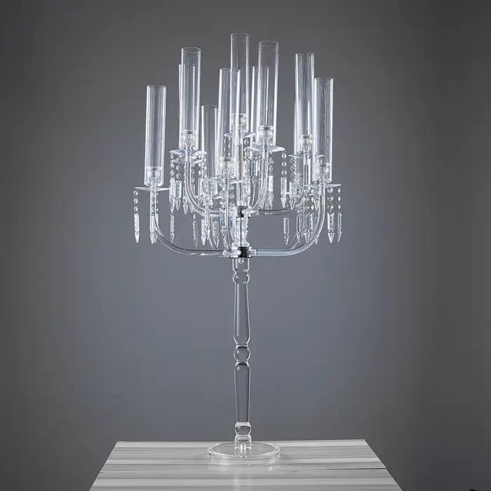 Bougeoirs transparents 11 têtes, chandelier en acrylique Transparent, centre de Table de mariage, su