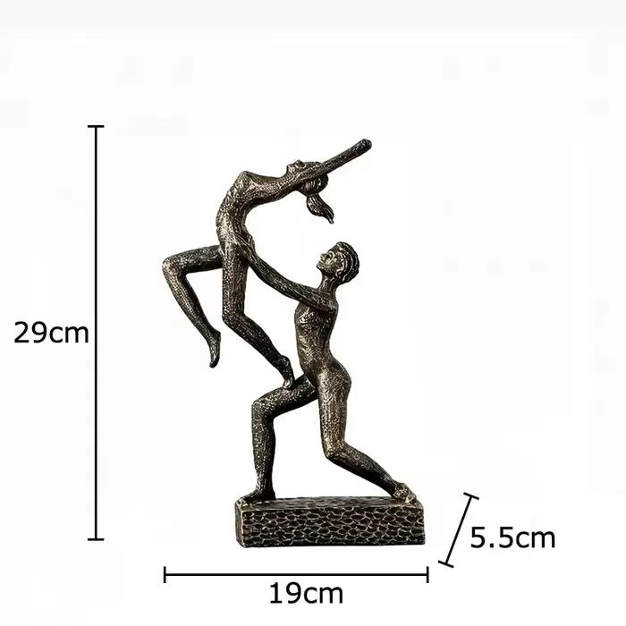 Statue de figurines abstraites de danseurs doubles, décoration de bureau, ornements créatifs, sculpt