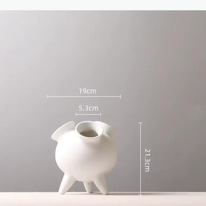 Vase en céramique géométrique blanc, pot de fleurs de dessin animé, accessoires pour arrangements fl