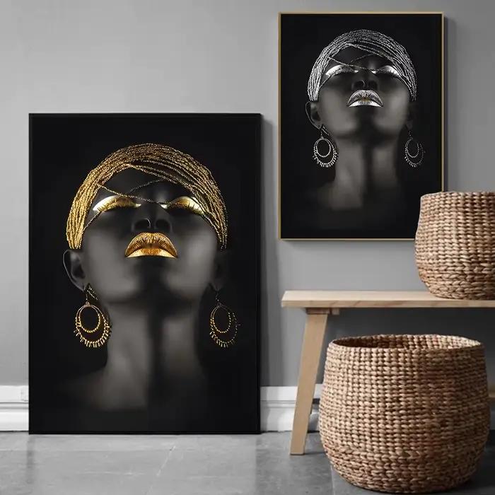 Peinture sur toile de fond d'art mural de femme africaine