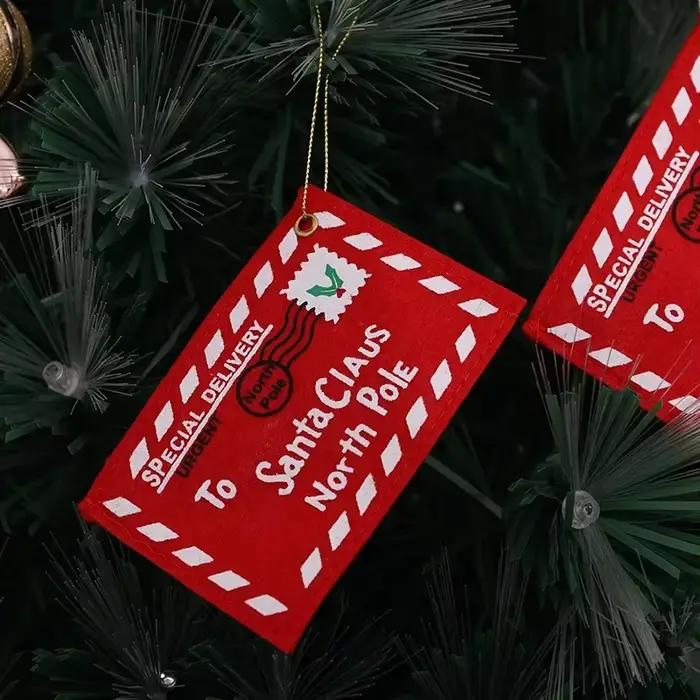 24 pièces enveloppes rouges suspendus ornement arbres de noël pendentif pour la décoration de bureau à domicile cartes