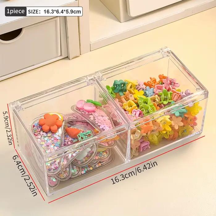 Boîte de rangement pour accessoires de cheveux à deux niveaux