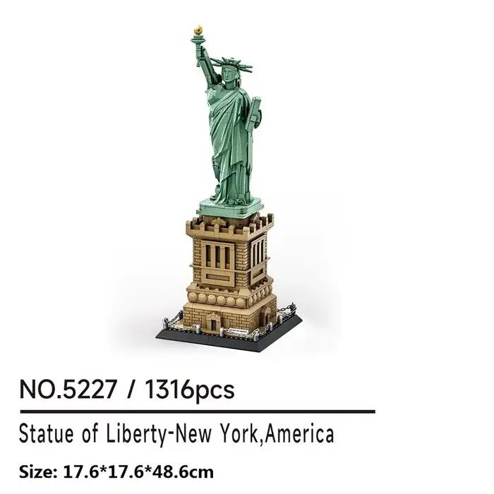 1316 pièces - La Statue de la Liberté - Grande collection d'architecture - Ensemble de blocs de construction - Modèle - Cadeau pour enfants et adultes - Compatible NO.