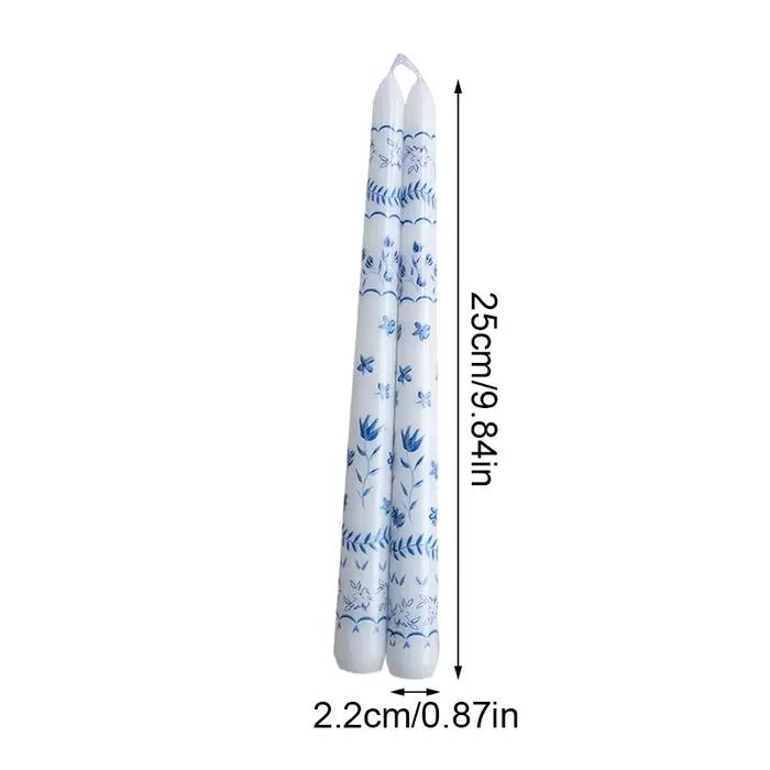Bougies longues chinoises peintes à la main en porcelaine bleue et blanche