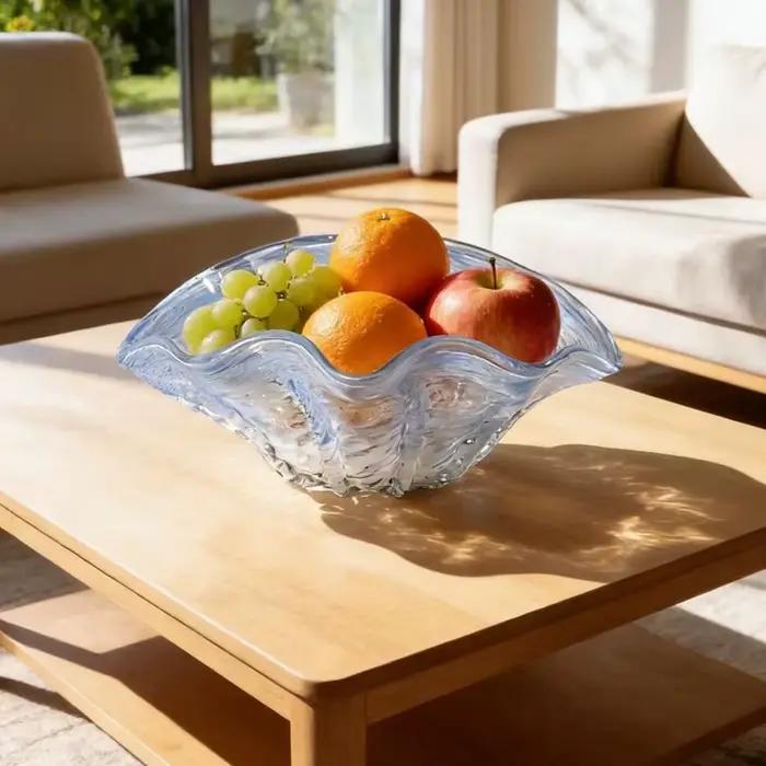 Vase en verre incurvé dégradé bleu, pot à fleurs, plateau à fruits, vases à fleurs, pot transparent, hydroponie, terrarium, décoration d'intérieur