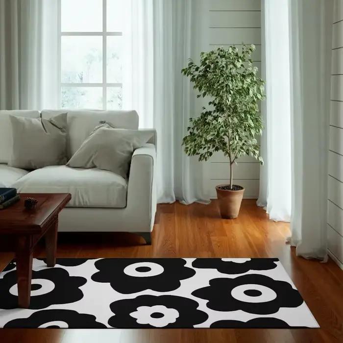 Tapis à fleurs de coquelicot rouge, style Art Déco, tapis de couloir, tapis de zone, tapis botanique bohème, tapis de cuisine, tapis artistique pour chambre à coucher, tapis de salon