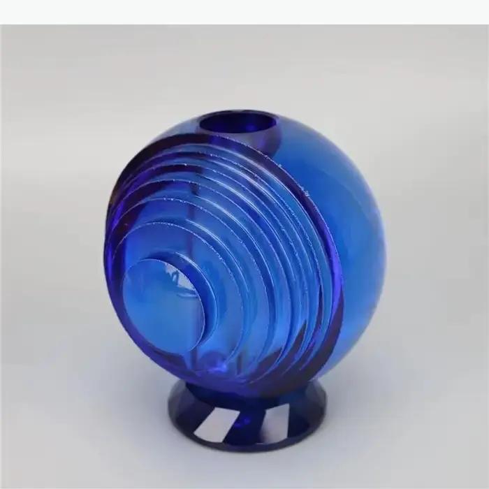 Vase en cristal bleu, pots à fleurs sphériques géométriques, décoration de bureau, arrangement floral, artisanat moderne, vases, décoration esthétique de la pièce