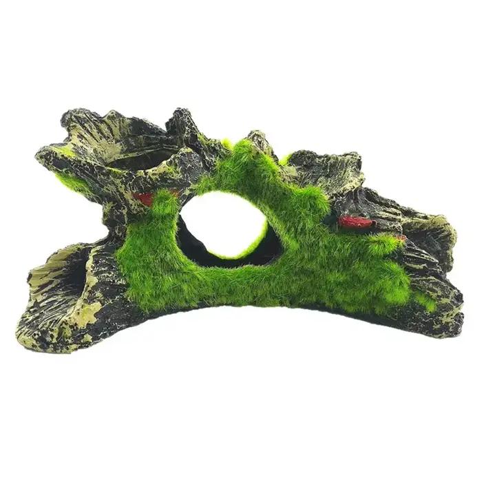 Décoration de coffre d'arbre d'aquarium en résine pour décoration d'aquarium pour cacher crevettes et poissons paysage roche cachette grotte