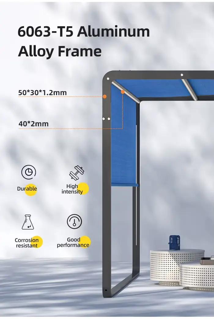 Pergola, Alliage d'aluminium 6063-T5 haute résistance, 3x3x2,2m, Gazebo, Protection UV, Auvent Sunbrella, Pavillon pour jardin, terrasse