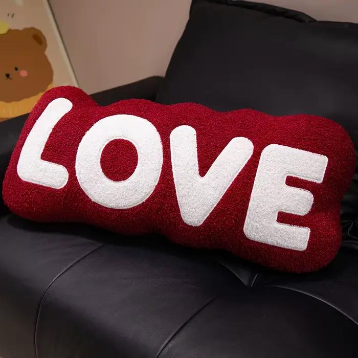 Coussin lombaire en forme de lettre d'amour pour canapé salon Saint Valentin cérémonies de mariage décorations de fête couleur bleu royal gris clair lac bleu rouge clair rouge foncé vert clair