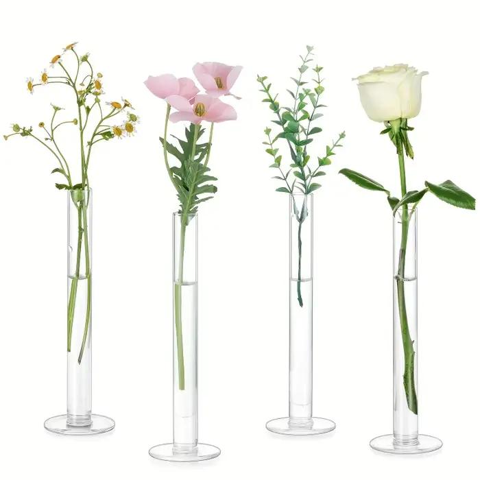 Vases cylindriques en verre droits et fins
