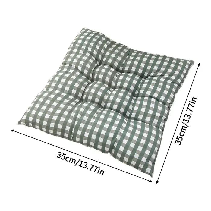Coussin de siège de chaise carré à carreaux avec sangle coordonnante