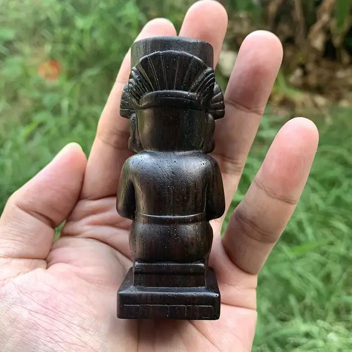 Ornement de colonne totem aztèque en bois sculpté à la main de 3