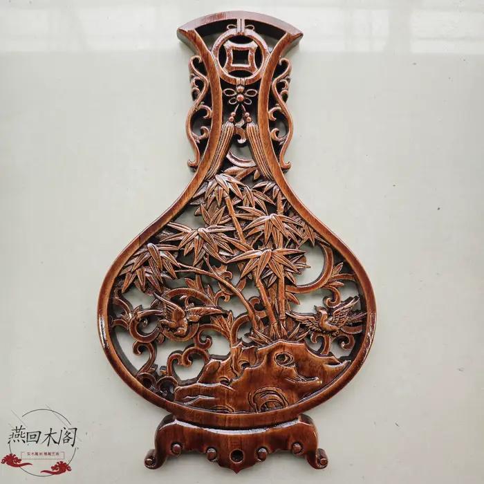 Décoration murale artisanale traditionnelle en bois de camphre sculpté motif fleurs oiseaux pruniers orchidées bambou pour la maison occasions spéciales