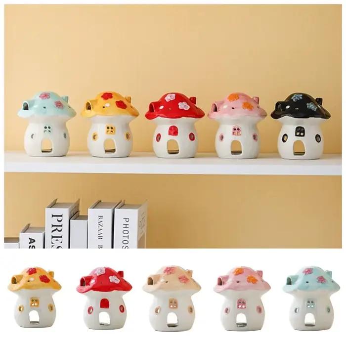 Bougeoir champignon mignon, brûleur d'encens champignon créatif et romantique, poêle d'aromathérapie en céramique antidérapant et Non toxique