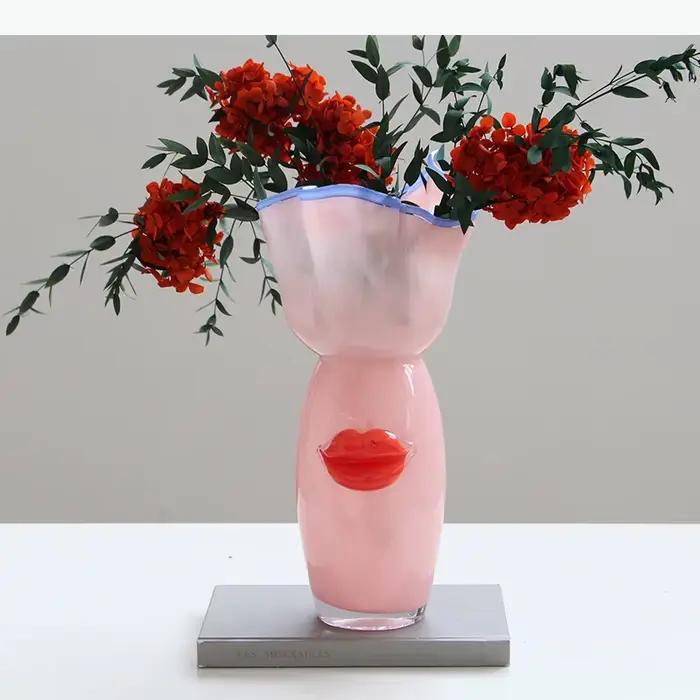 Vase en verre rouge flamboyant pour plantes hydroponiques, pots de fleurs, décoration de table, arrangement floral, vases floraux modernes, décoration esthétique de la pièce