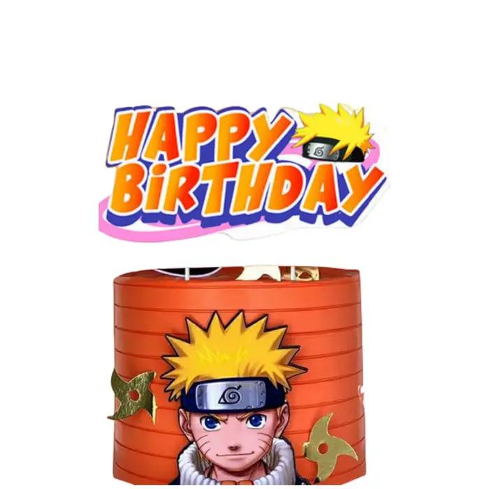 Naruto Anime décoration de gâteau d'anniversaire vaisselle bannière ballons en latex accessoires Kit