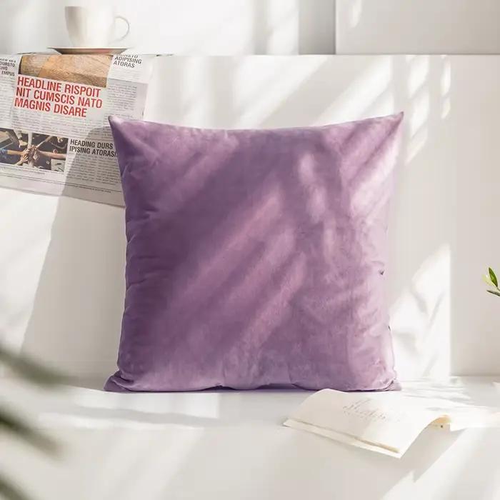 Housses de coussin en velours violet clair, taies d'oreiller douces 45x45, décoration nordique pour la maison, pour coussins de canapé