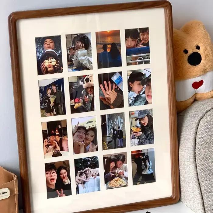 Présentoir de cadre Photo A3 en bois de noyer, pour bricolage, 16 grilles, pour Couple, mariage, grand cadre Photo de haute qualité, décoration de bureau pour la maison, cadeau