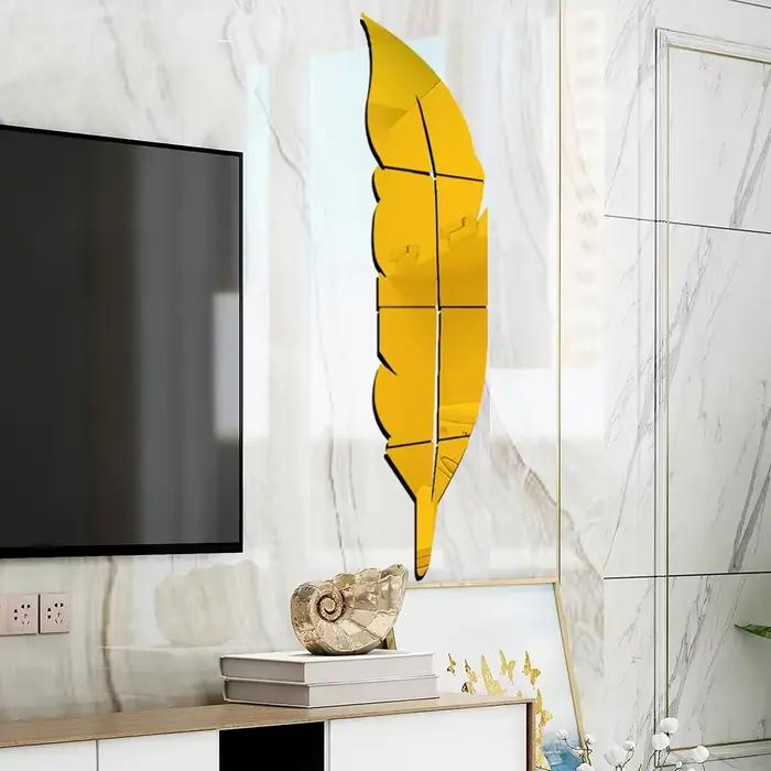 Autocollant mural en acrylique avec miroir plume