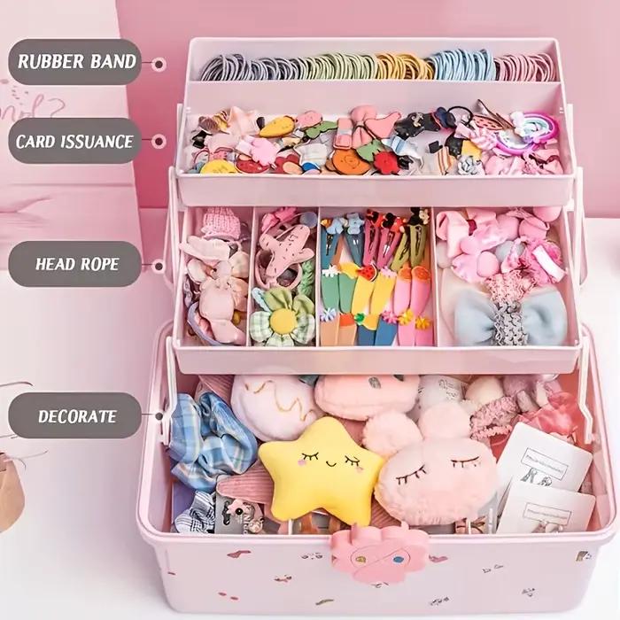 Boîte de rangement d'accessoires multicouche avec couvercle – Parfaite pour ranger les bandeaux