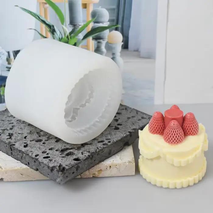 Moules à bougies en Silicone en forme de gâteau aux fraises 3D