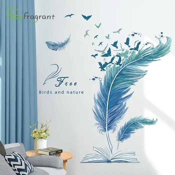 Autocollants muraux créatifs plume de Nature