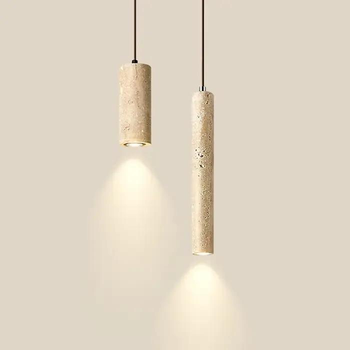Lampe en Travertin Jaune Suspendue au Design Rétro
