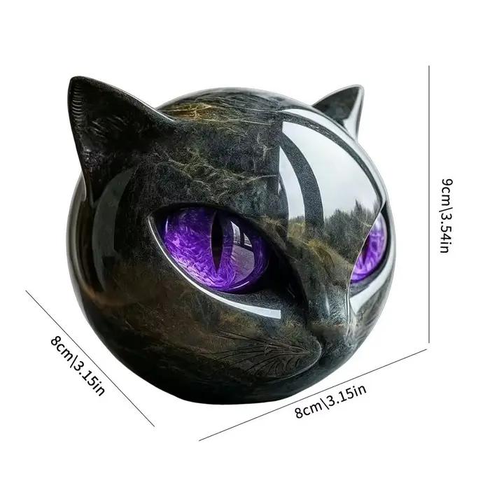 Ornement tête de chat noir avec effets oculaires 3D