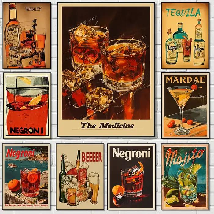 Affiche de barman avec Illustration de whisky