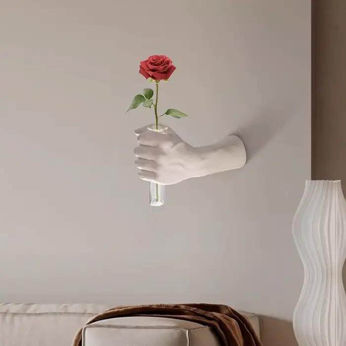 Vase mural de fleurs à main, Simulation de fleurs décoratives, fait à la main, décoration de salle en résine, Vases décoratifs pour la maison