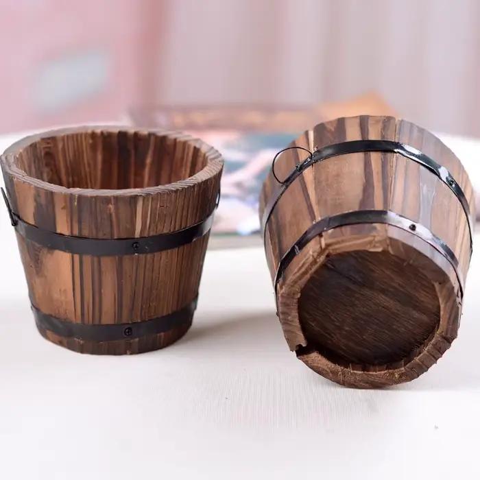 Petit Vase en bois naturel Vintage