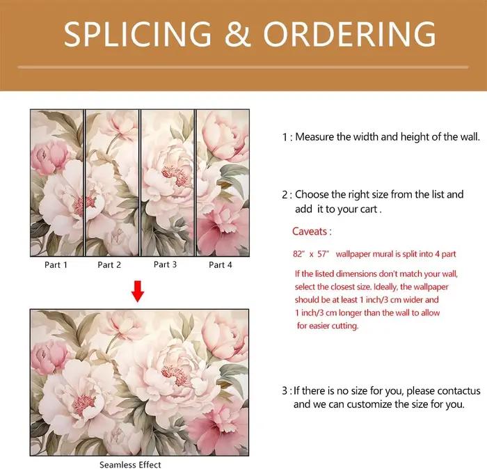 Papier peint mural élégant à motif de pivoines polyester 3D pour décoration romantique chambre à coucher salle de bain occasionnelle cadeau
