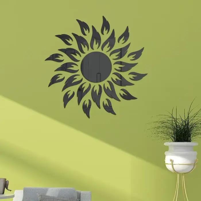 Autocollant Mural tournesol miroir acrylique auto-adhésif réfléchissant
