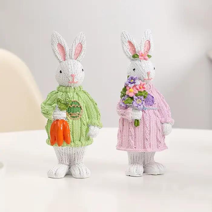 Décoration de Pâques : Figurine de Lapin de Pâques Printanier