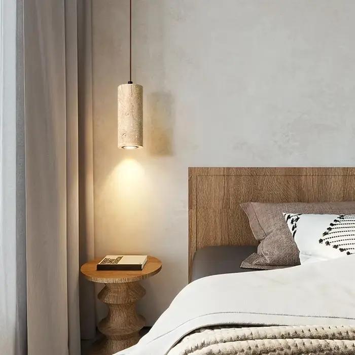Lampe en Travertin Jaune Suspendue au Design Rétro