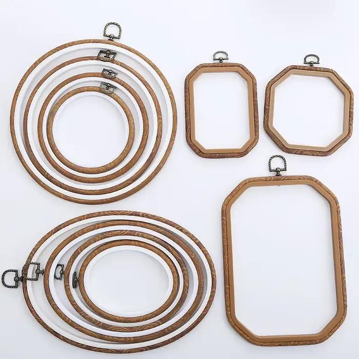 Imitation bois rond, ovale différentes tailles décoratif point de croix cerceau anneau cadre broderie