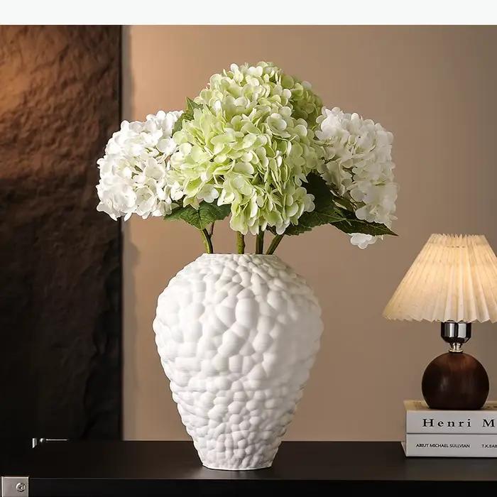 Vase en céramique blanche, bulles tridimensionnelles, pot de fleurs irrégulier, vase à fleurs, arrangement floral, pots, décoration de la maison