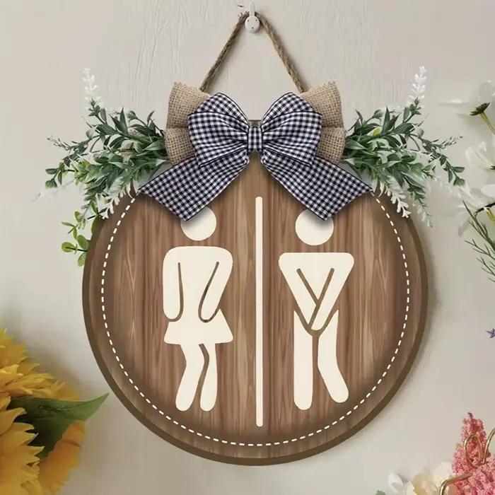1 plaque de signalisation WC rustique en bois